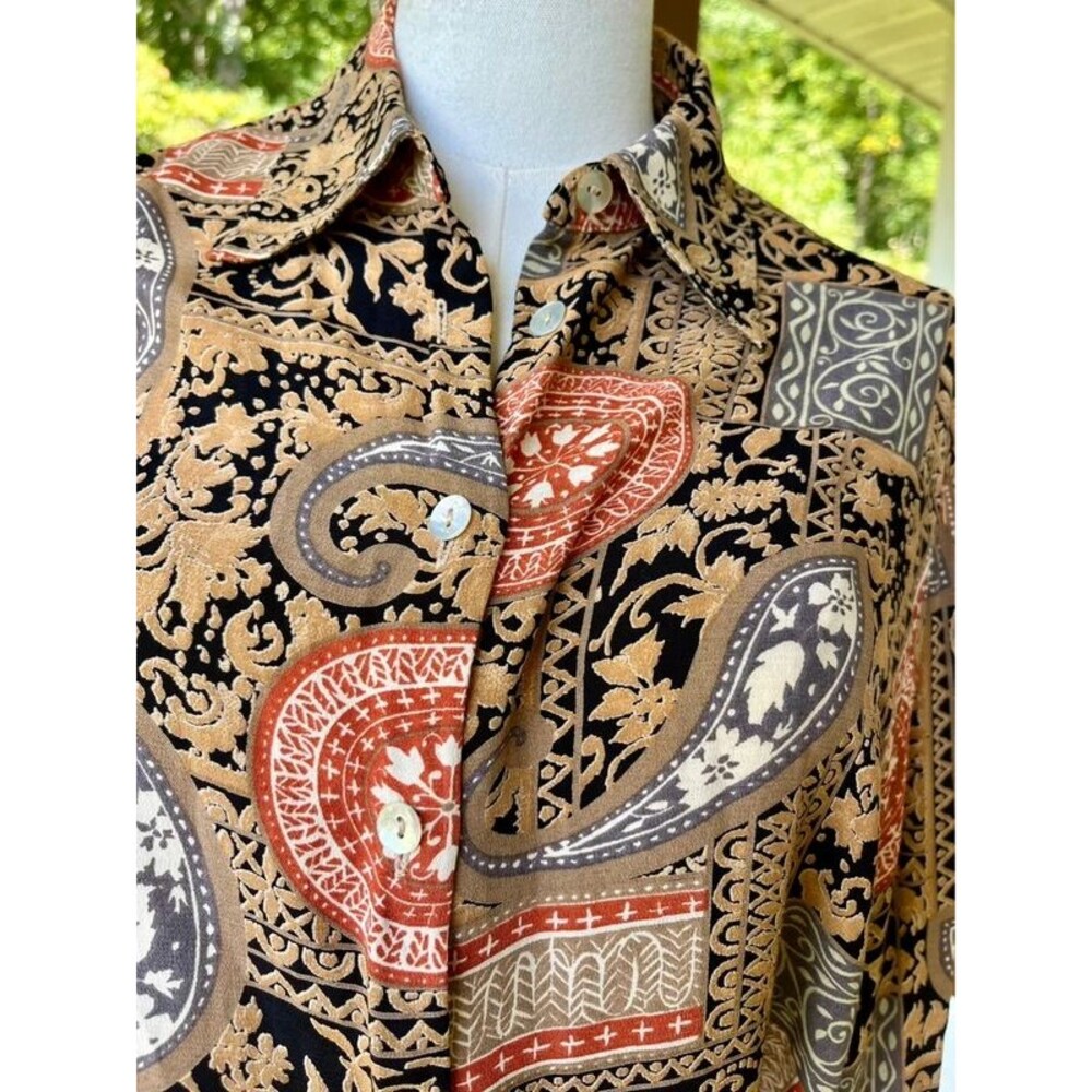 Vintage 90s St Michael Marks & Spencer Paisley Viscose Shirt UK 14 - Picture 6 of 12
